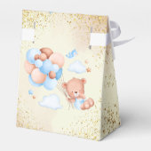 茶色と青の風船と雲を持つテディベア フェイバーボックス (裏面サイド)