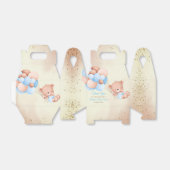 茶色と青の風船を持つテディベア フェイバーボックス (折り畳みなし)