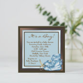 茶色と青色の赤ちゃん男の子シャワー 招待状 (スタンド正面)