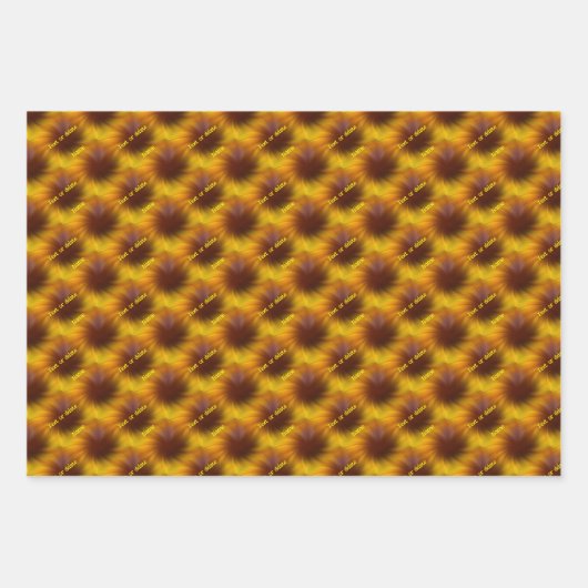 茶色と黄色の渦巻き抽象芸術 パーソナライズされた ラッピングペーパーシート (正面2)