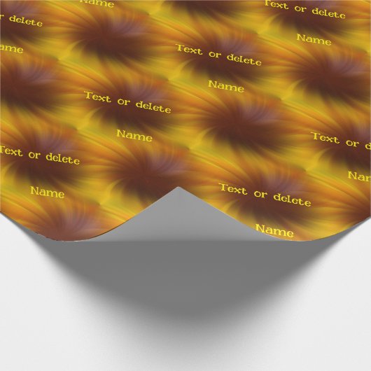 茶色と黄色の渦巻き抽象芸術 パーソナライズされた ラッピングペーパー (角)