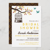 茶色と黄色の鳥かご秋シャワー招待状 招待状 (正面/裏面)