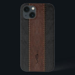 茶色と黒のステッチされた革のストライプ iPhone 13ケース<br><div class="desc">ベージュのアクセントでステッチされた黒と茶色のエイジストライプドレザーのテクスチャのイメージ。カスタムとオプションのモノグラムエレガント男らしデザインデザインは製品で厳選された利用可能だが、電子メールでいつでも要求できる。</div>