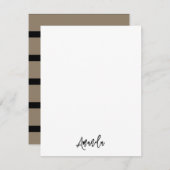 茶色と黒のストライプパターンパーソナライズされた ノートカード (正面/裏面)