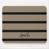 茶色と黒のストライプパターンパーソナライズされた マウスパッド (正面)
