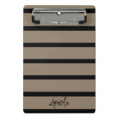 茶色と黒のストライプパターンパーソナライズされた ミニクリップボード (正面)