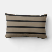 茶色と黒のストライプパターンパーソナライズされた ランバークッション (裏面)