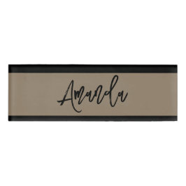 茶色と黒のストライプパターンパーソナライズされた 名札