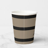 茶色と黒のストライプパターンパーソナライズされた 紙コップ (右)