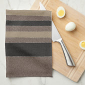 茶色と黒のストライプ キッチンタオル (四つ折り)