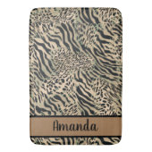 茶色と黒のタイガーとゼブラのプリント バスマット (正面縦)