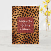 茶色と黒のチーターの動物の柄 カード (黄色い花)