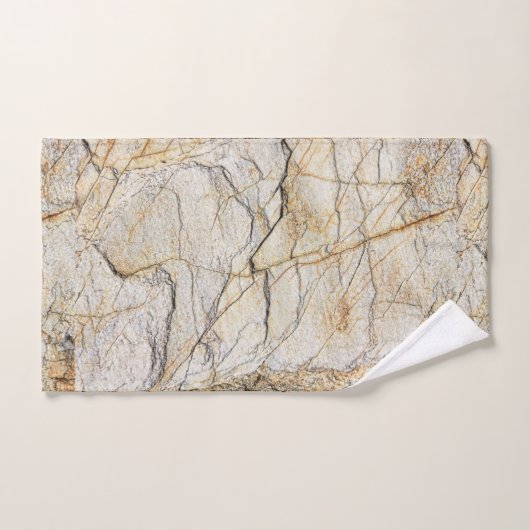 茶色と黒のテクスチャ加工が可能な石 バスタオルセット (ハンドタオル)