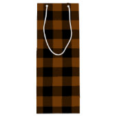 茶色と黒のバフアローチェックのルースドクリスマス ワインギフトバッグ (裏面)