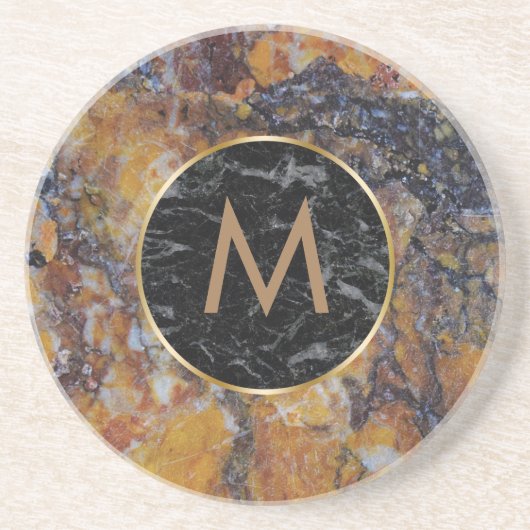 茶色と黒のフェイク大理石 コースター (正面)