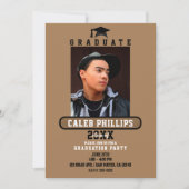茶色と黒のモダンな学校の卒業パーティー 招待状 (正面)