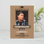 茶色と黒のモダンな学校の卒業パーティー 招待状 (スタンド正面)