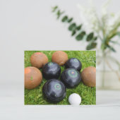 茶色と黒のヴィンテージの芝生の鉢 ポストカード (スタンド正面)