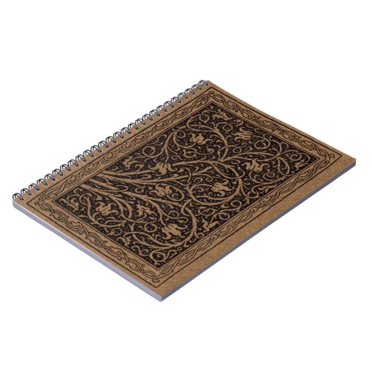 茶色と黒のヴィンテージフローラが渦巻く ノートブック (左側)