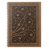 茶色と黒のヴィンテージフローラが渦巻く ノートブック (正面)