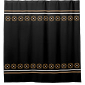 茶色と黒の幾何学的パターン シャワーカーテン (正面)