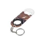 茶色と黒の幾何学的抽象芸術 キーホルダー栓抜き (裏面アングル)