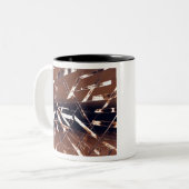 茶色と黒の幾何学的抽象芸術 ツートーンマグカップ (正面左)
