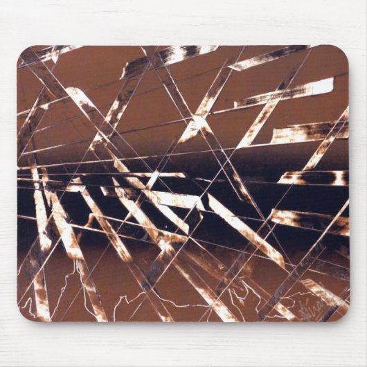 茶色と黒の幾何学的抽象芸術 マウスパッド (正面)