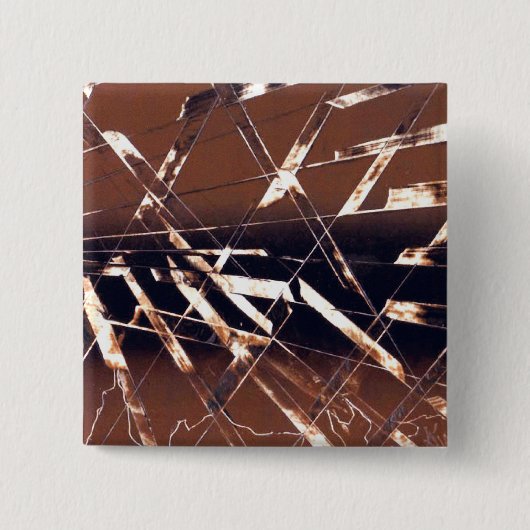 茶色と黒の幾何学的抽象芸術 缶バッジ (正面)