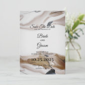 茶色と黒の水彩日付カードを保存 招待状 (スタンド正面)