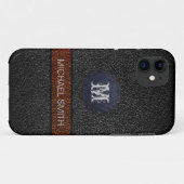 茶色と黒の革 Case-Mate iPhoneケース (裏面(横))