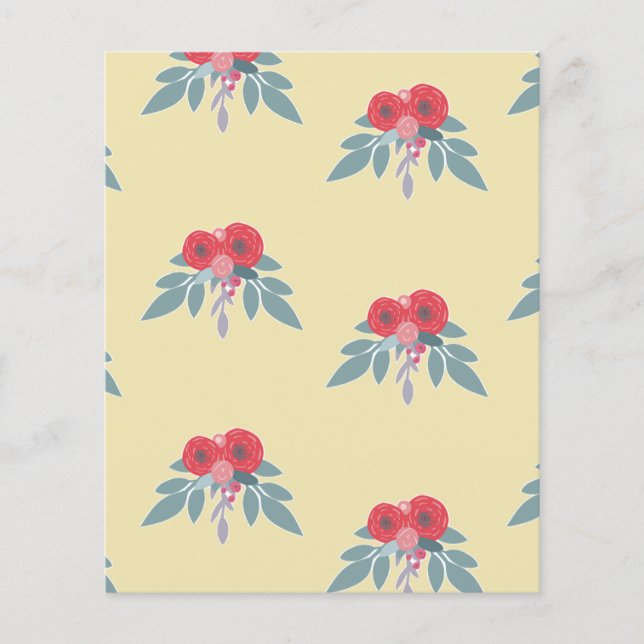 茶色には赤い花葉と緑の花 (正面)