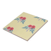 茶色には赤い花葉と緑の花 タイル (側面)