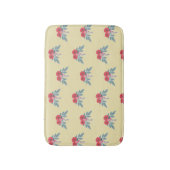 茶色には赤い花葉と緑の花 バスマット (正面縦)