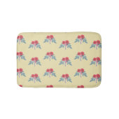 茶色には赤い花葉と緑の花 バスマット (正面)