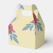 茶色には赤い花葉と緑の花 フェイバーボックス (裏面サイド)