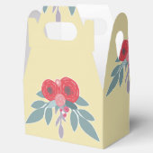 茶色には赤い花葉と緑の花 フェイバーボックス (オープン)