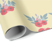 茶色には赤い花葉と緑の花 ラッピングペーパー (ロールコーナー)