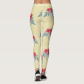 茶色には赤い花葉と緑の花 レギンス (裏面)