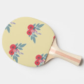 茶色には赤い花葉と緑の花 卓球ラケット (横)