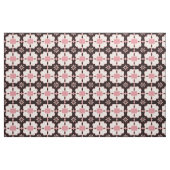 茶色にピンク色の花 |花柄をブロック ファブリック (ファットクウォーター)