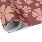 茶色にミュートされたフローラ抽象芸術パターン ラッピングペーパー (ロールコーナー)
