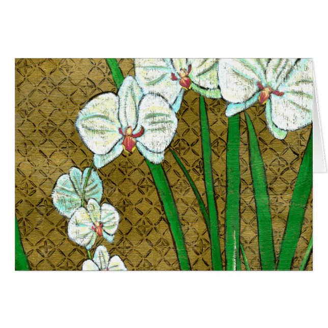 茶色に白い花と緑の縁ど茎 (正面横)