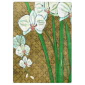 茶色に白い花と緑の縁ど茎 クリップボード (裏面)