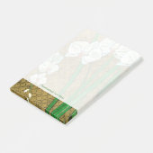 茶色に白い花と緑の縁ど茎 ポストイット (アングル)