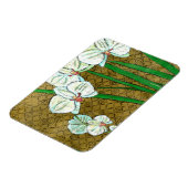茶色に白い花と緑の縁ど茎 マグネット (左側)