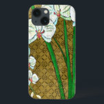 茶色に白い花と緑の縁ど茎 iPhone 13ケース<br><div class="desc">この作品につるは、チャリカリア・ザリスの緑の茎から白い花が咲いている。褐色の背景に設定され、茶色に囲ま縁どれたこシンプルはエレガントの絵画。家と美しいに追加楽しむ!</div>