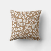 茶色に白い麻雀タイル クッション (裏面)