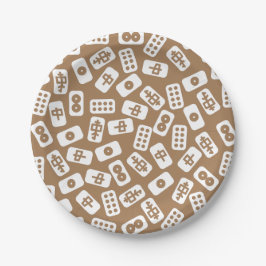茶色に白い麻雀タイル ペーパープレート