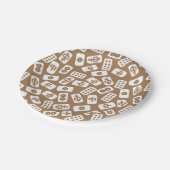 茶色に白い麻雀タイル ペーパープレート (アングル)